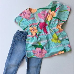 Girl’s Summer Outfit - Floral Shirt + Skinny Jeans